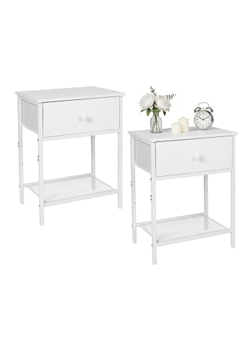 relaxdays 2 x Nachttisch in Weiß – (B)40 x (H)55 x (T)30 cm