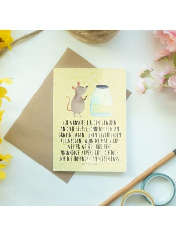 Mr. & Mrs. Panda Grußkarte Maus Sterne mit Spruch in Gelb Pastell