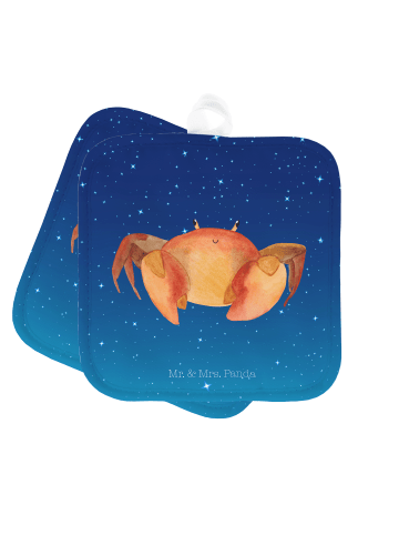 Mr. & Mrs. Panda Topflappen Sternzeichen Krebs ohne Spruch in Sternenhimmel Blau