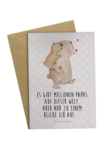 Mr. & Mrs. Panda Grußkarte Papa Bär mit Spruch in Grau Pastell