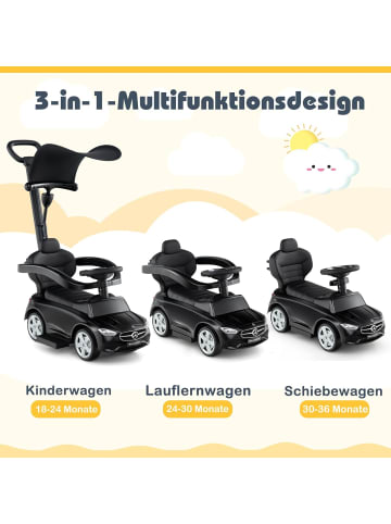 COSTWAY 3-in-1 Rutschfahrzeug mit Schiebegriff in Schwarz