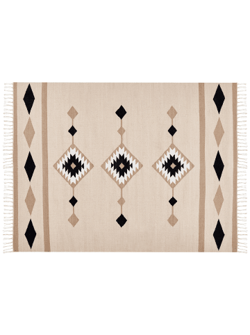 Beliani Kelim BERDIK in Bunt/Beige/Schwarz - (W) 160 x (L) 230 cm