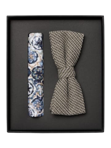 Venti Fliege und Einstecktuch in Beige