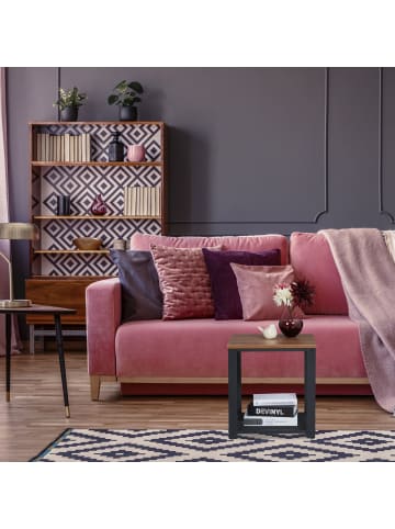 relaxdays Beistelltisch in Braun/Schwarz - (B)40 x (H)44 x (T)40 cm