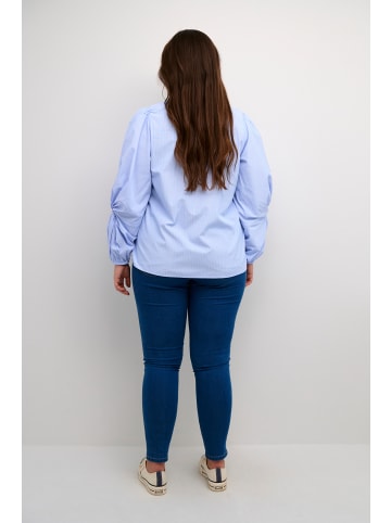 KAFFE curve Langarm-Bluse KCemmi in Blue / White Stripe