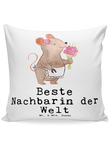 Mr. & Mrs. Panda Sofakissen 40x40 Maus Beste Nachbarin der Welt ... in Weiß