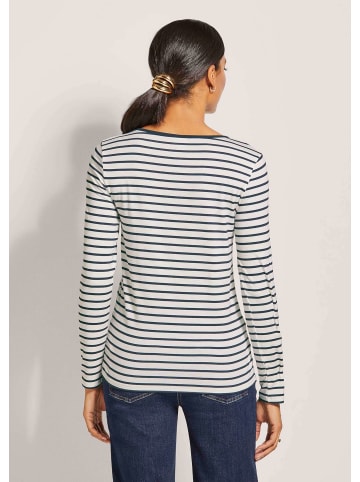 MADELEINE Kurzes Rundhals-Shirt in wollweiß / marine