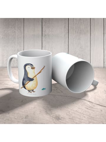 Mr. & Mrs. Panda Haferl Pinguin Angler ohne Spruch in Weiß