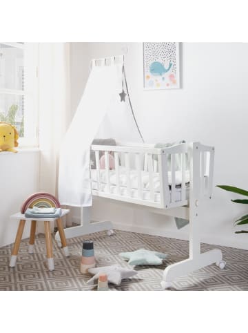 roba Babywiege Little Stars Holz, Feststellfunktion & textiler Ausstattung