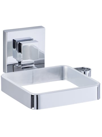 Wenko Haartrockner Halter QUADRO, Vacuum-Loc, Edelstahl in Silbern, 14 x 7,5 cm