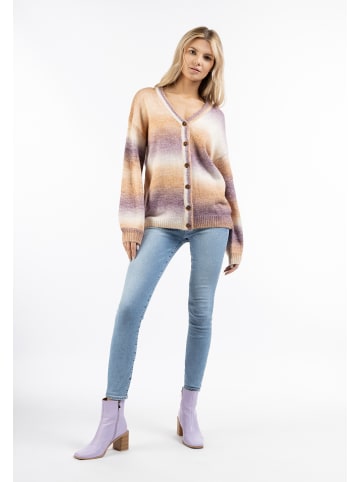 Albee Women Strickjacke Mit Knöpfen in Beige Lila Mehrfarbig