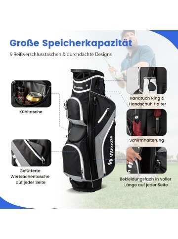 COSTWAY Golfbag leicht mit 14 er Unterteilung in Grau