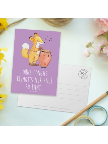 Mr. & Mrs. Panda Postkarte Bunte Congas mit Spruch in Lavendeltraum