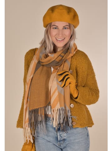 styleBREAKER Schal mit Fransen in Grau-Beige