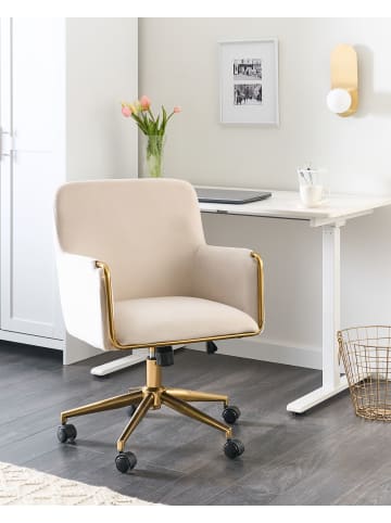 Beliani Bürostuhl ALTONA in Weiß/Gold - (W) 59 x (H) 84 x (L) 59 cm