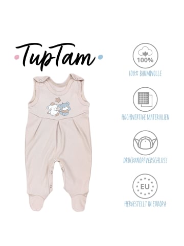 TupTam Baby Mädchen Strampler mit Fuß 3er Pack in beige/weiß