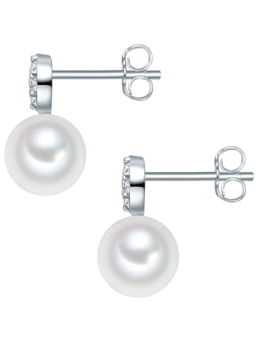 Valero Pearls Perlen-Ohrstecker Sterling Silber Zirkonia Süßwasser-Zuchtperle in silber