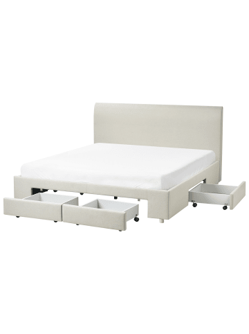 Beliani Doppelbett SOUTRIN in Beige - (W) 191 x (H) 106 x (L) 218 cm