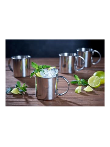 Echtwerk 4 tlg. Set Kupferbecher-Set 480 ml in Silber