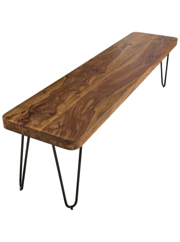KADIMA DESIGN Sitzbank Massivholz | Landhausstil, Metallbeine, Verschiedene Größen in Braun