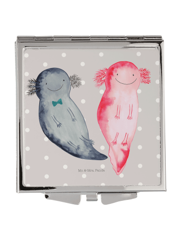 Mr. & Mrs. Panda Schminkspiegel klein Axolotl Freundin ohne Spruch in Grau Pastell