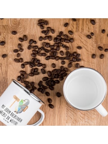 Mr. & Mrs. Panda Emaille Tasse Schulanfang Inspiration mit Spruch in Weiß