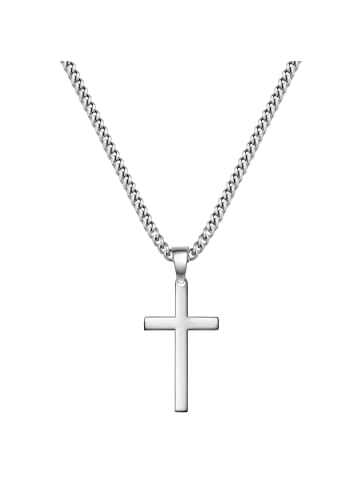 True Rebels Kette Kreuz aus Edelstahl in silber