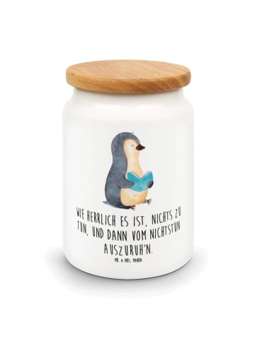 Mr. & Mrs. Panda Vorratsdose Pinguin Buch mit Spruch in Weiß