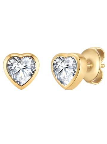 Glanzstücke München Ohrstecker Herz aus Edelstahl mit Zirkonia in gelbgold
