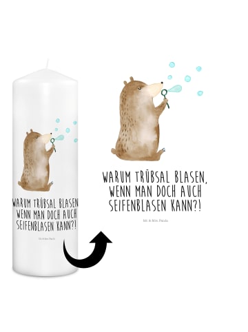 Mr. & Mrs. Panda Wachskerze Bär Seifenblasen mit Spruch in Weiß