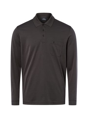 Ragman Langarm-Poloshirt - bügelleicht in schoko - 0017