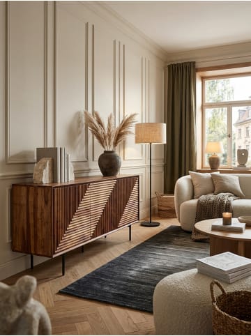 KADIMA DESIGN Sideboard aus Sheesham Holz und Metall, 148x72x40 cm, mit 3 Türen