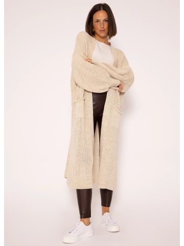 SASSYCLASSY Maxi Strick-Cardigan in Beige