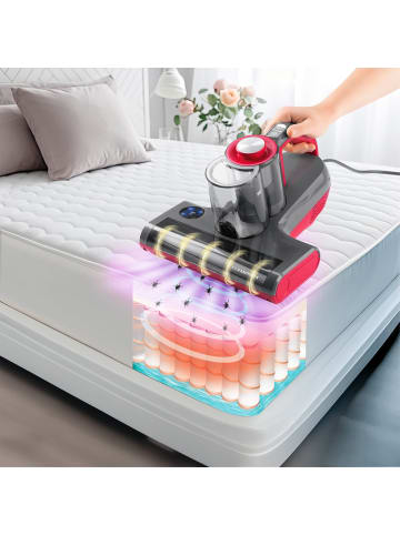 Clean Maxx Milben-Handstaubsauger mit UV-C-Licht 450W grau/rot grau