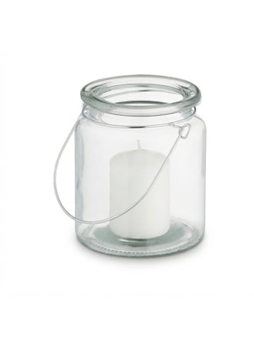 relaxdays 12x Windlicht in Transparent/ Silber - (H)9,5 x Ø 8 cm