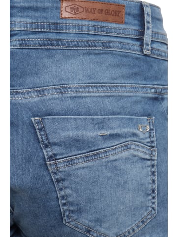 Way of Glory Way of Glory WAY OF GLORY 5-Pocket Jeansshorts mit Waschungen und Strass-Detail in Denim