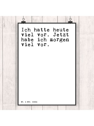 Mr. & Mrs. Panda Art Print Ich hatte heute viel... mit Spruch in Weiß