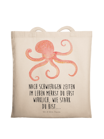 Mr. & Mrs. Panda Tote Bag Tintenfisch mit Spruch in Creme