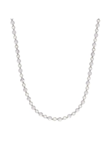 True Rebels Kette aus Edelstahl mit Quarz Muschelkernperle in rosa