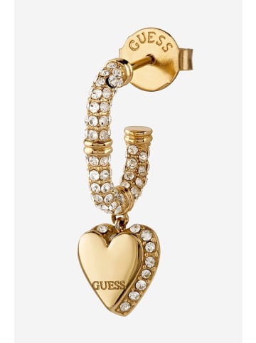 Guess Damen-Ohrringe Herz Pavé Creolen Goldfarben