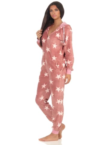 NORMANN Schlafanzug Eteiler Jumpsuit Overall Sterne - 51296 in rosa