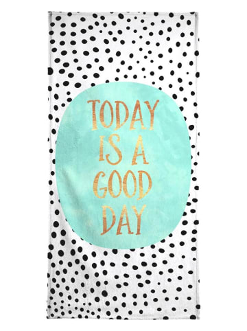 Juniqe Handtuch "Today Is a Good Day" in Schwarz & Türkis