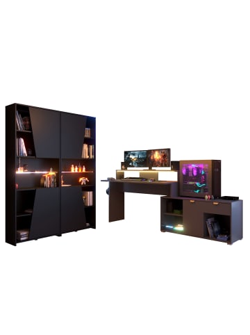 58 aufm Kessel GAMING Schreibtisch Parisot Work 3-tlg. Holznachbildung Grau/Schwarz