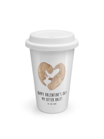 Mr. & Mrs. Panda Kaffeebecher To Go Otter Valentine mit Spruch in Weiß