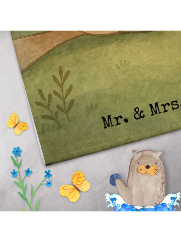 Mr. & Mrs. Panda Handtuch Schnabeltier Mut Design mit Spruch in Weiß