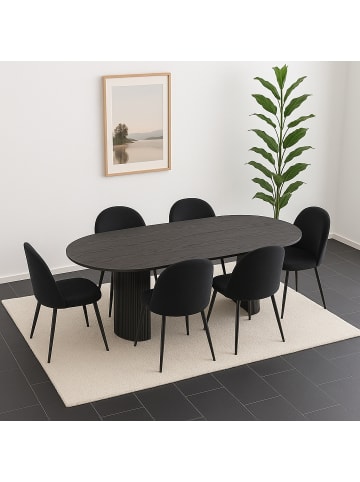 ebuy24 Essgruppe Kyoto 7-teilig Dunkelbraun 210 x 100 cm