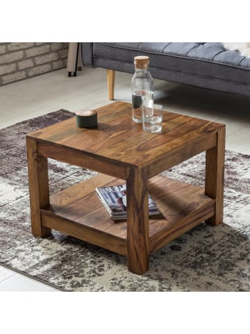 KADIMA DESIGN Couchtisch Massivholz | Landhausstil, Ablagefach, Pflegeleicht in Braun