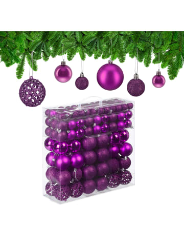 relaxdays 150-tlg. Weihnachtskugeln Set in Pink