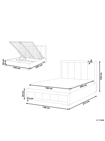 Beliani 3-tlg Doppelbett QUIBERON in Beige