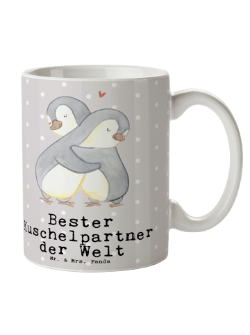 Mr. & Mrs. Panda Bürotasse Pinguin Bester Kuschelpartner der Wel... in Grau Pastell